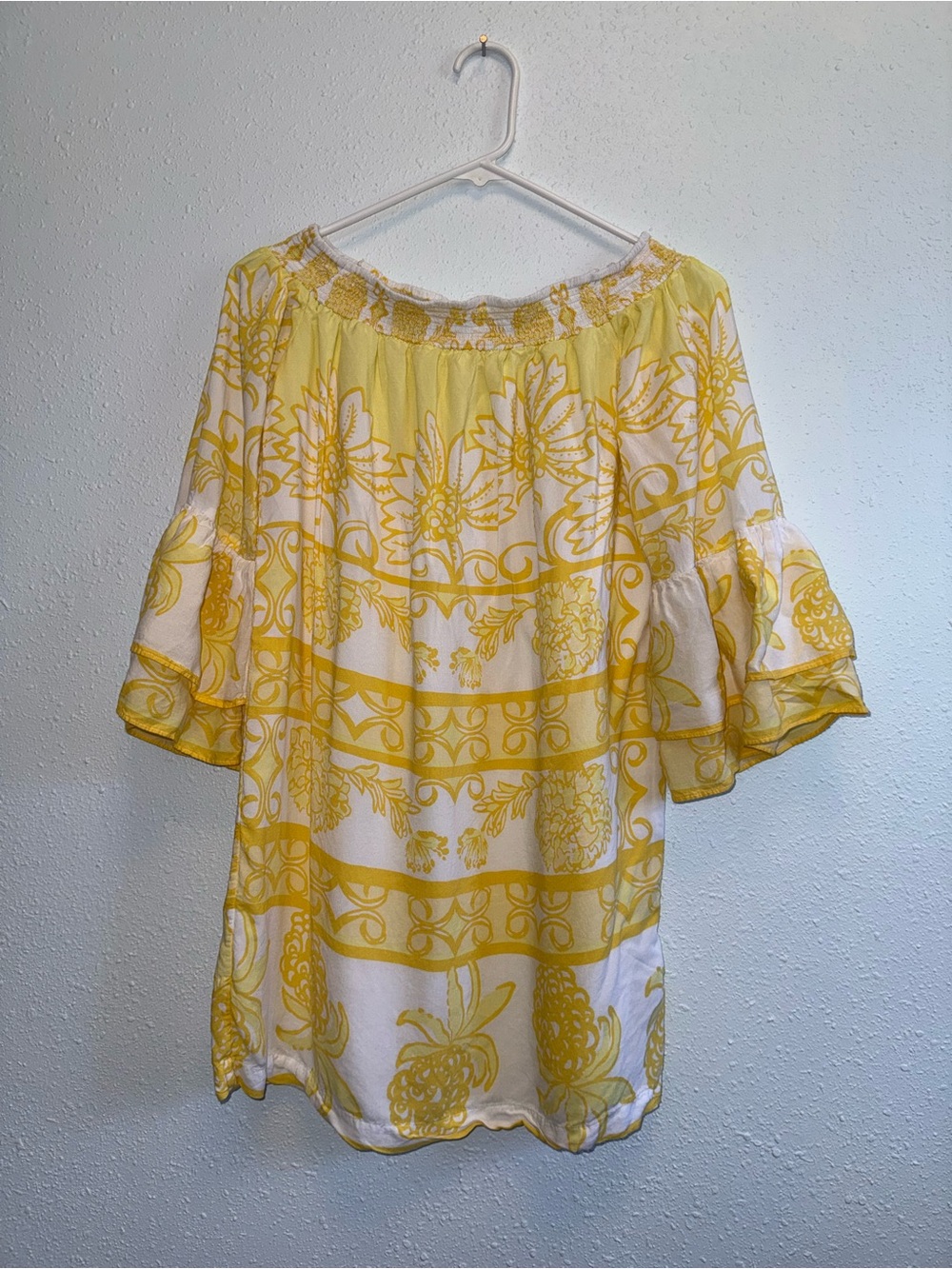 Lilly Pulitzer Yellow & White Floral Off-Shoulder Blouse